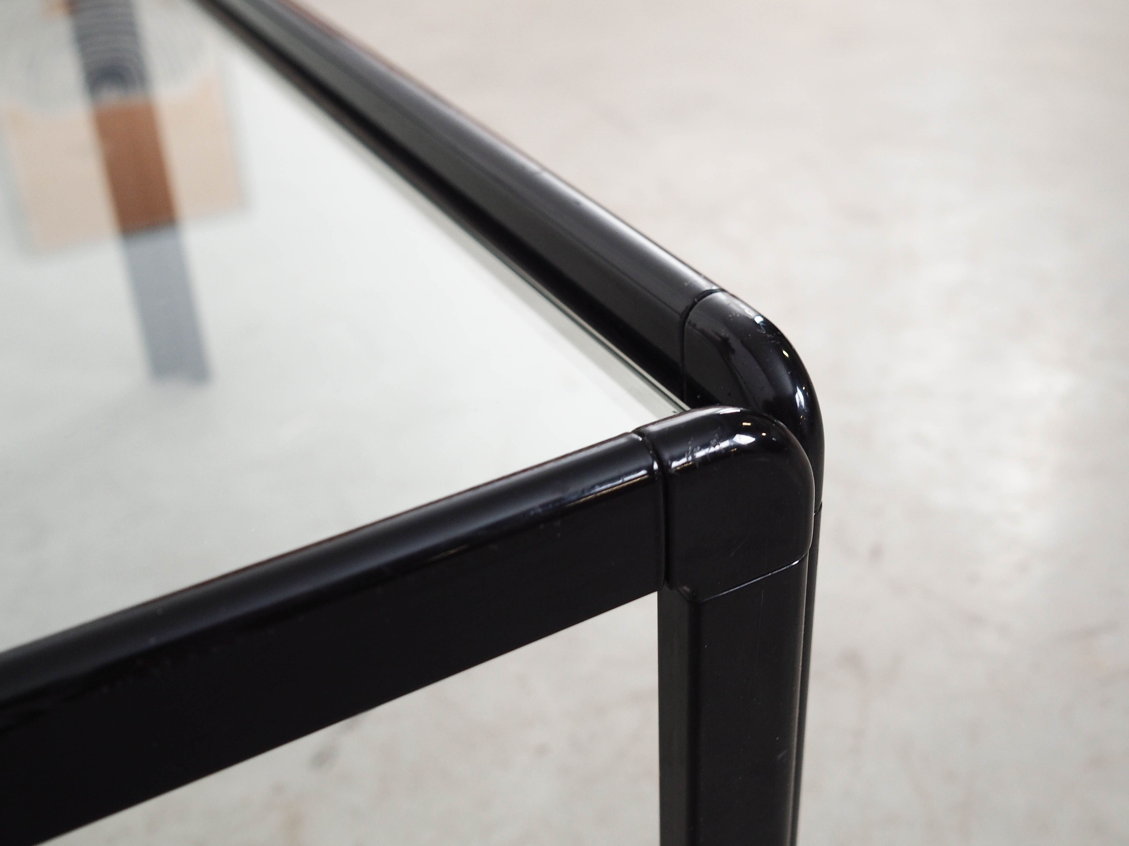 Square glass coffee table, Italian design, 1970s, made in Italy