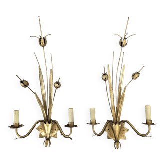 A pair of wall sconces from the 80s in the Bagues style.