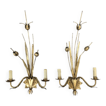 A pair of wall sconces from the 80s in the Bagues style.