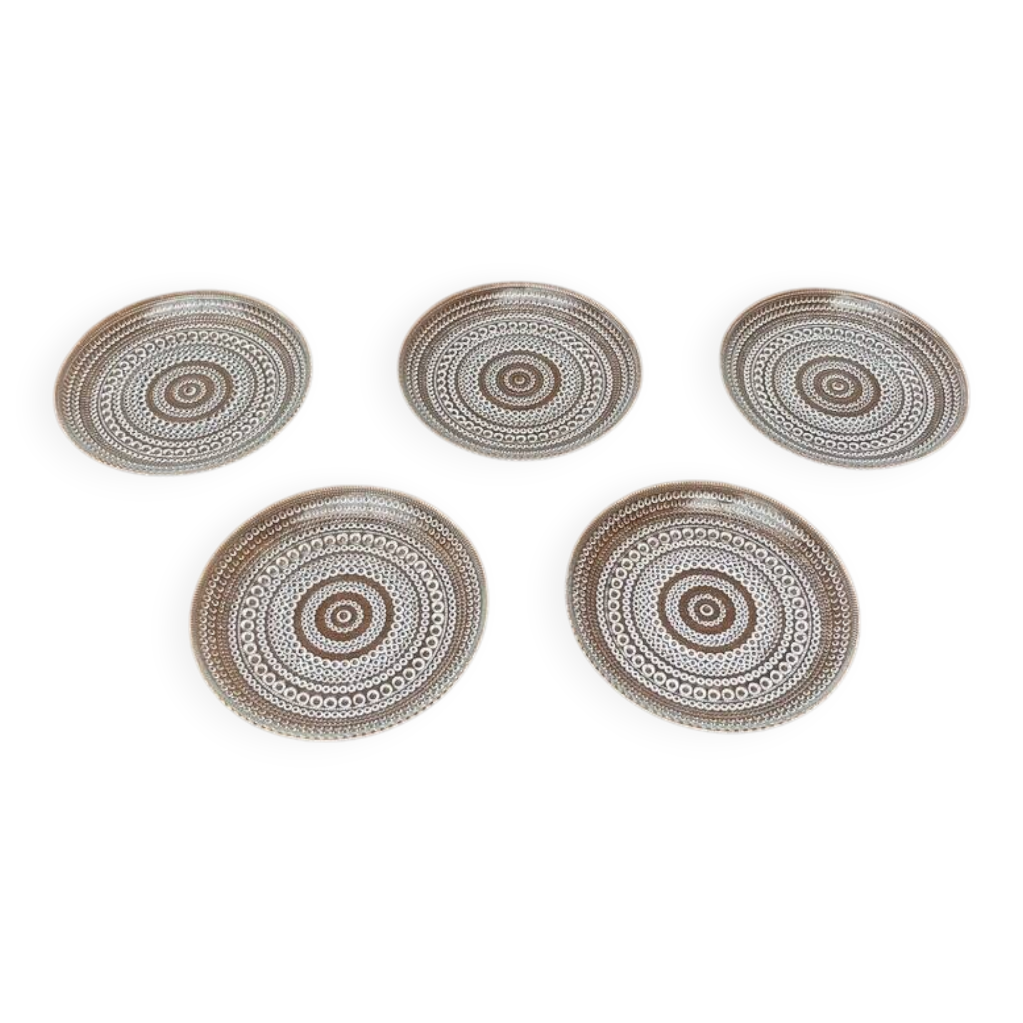 Set of 5 vintage Finnish glass plates from the Kastehelmi series by Oiva Toikka for Iittala.