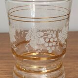 Glass carafe set with gilding and marbling, with 6 associated glasses