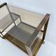 Chariot de bar en laiton des années 50 avec verre fumé, années 70