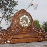 Wooden mirror with clock, 1960