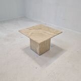 Table basse italienne en travertin, années 1980