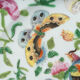 Porcelain plate XIXth Canton with floral decoration birds and butterflies