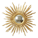 Large Gold Leaf Gilded Wooden Sun Mirror Sunburst Mirror 75cm