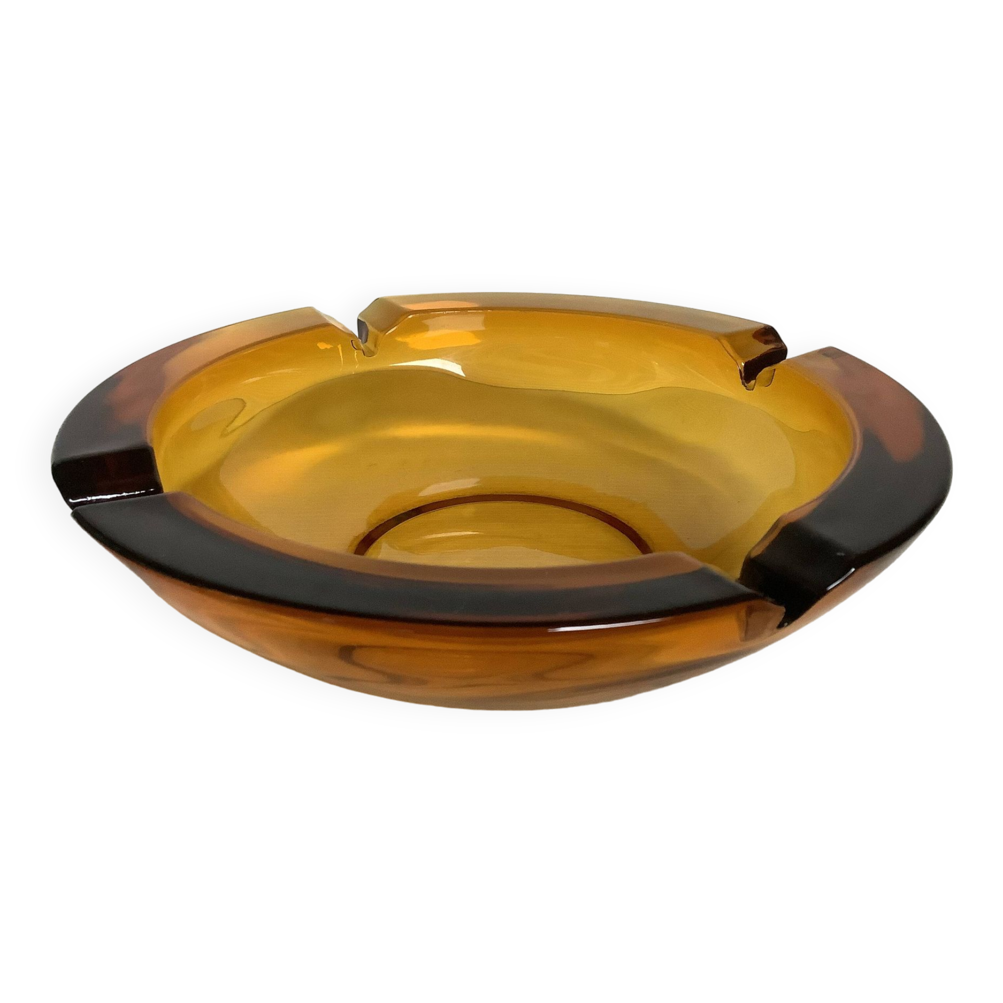 Large empty pocket ashtray thick glass