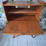 Commode vintage en rotin, secrétaire, meuble bar