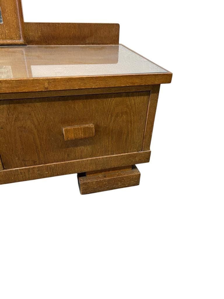 Meuble bas, d'entrée vintage en bois avec miroir