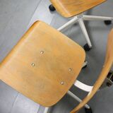 Vintage White & Wooden Swivel Office Chair, 70s