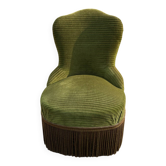 Small vintage green velvet armchair