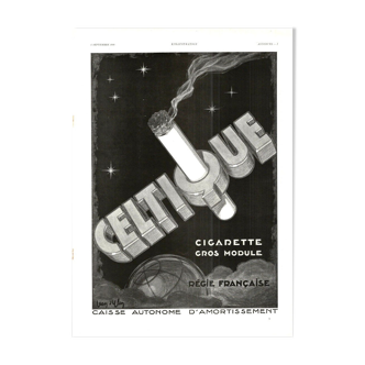 Affiche vintage années 30 Cigarette Celtique