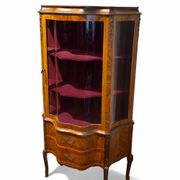 Antique Louis XV style display cabinet with marquetry, circa 1900.