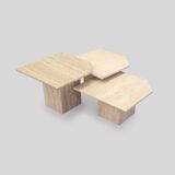 Set of 3 Nesting Tables, Italian Travetine, 1970s.