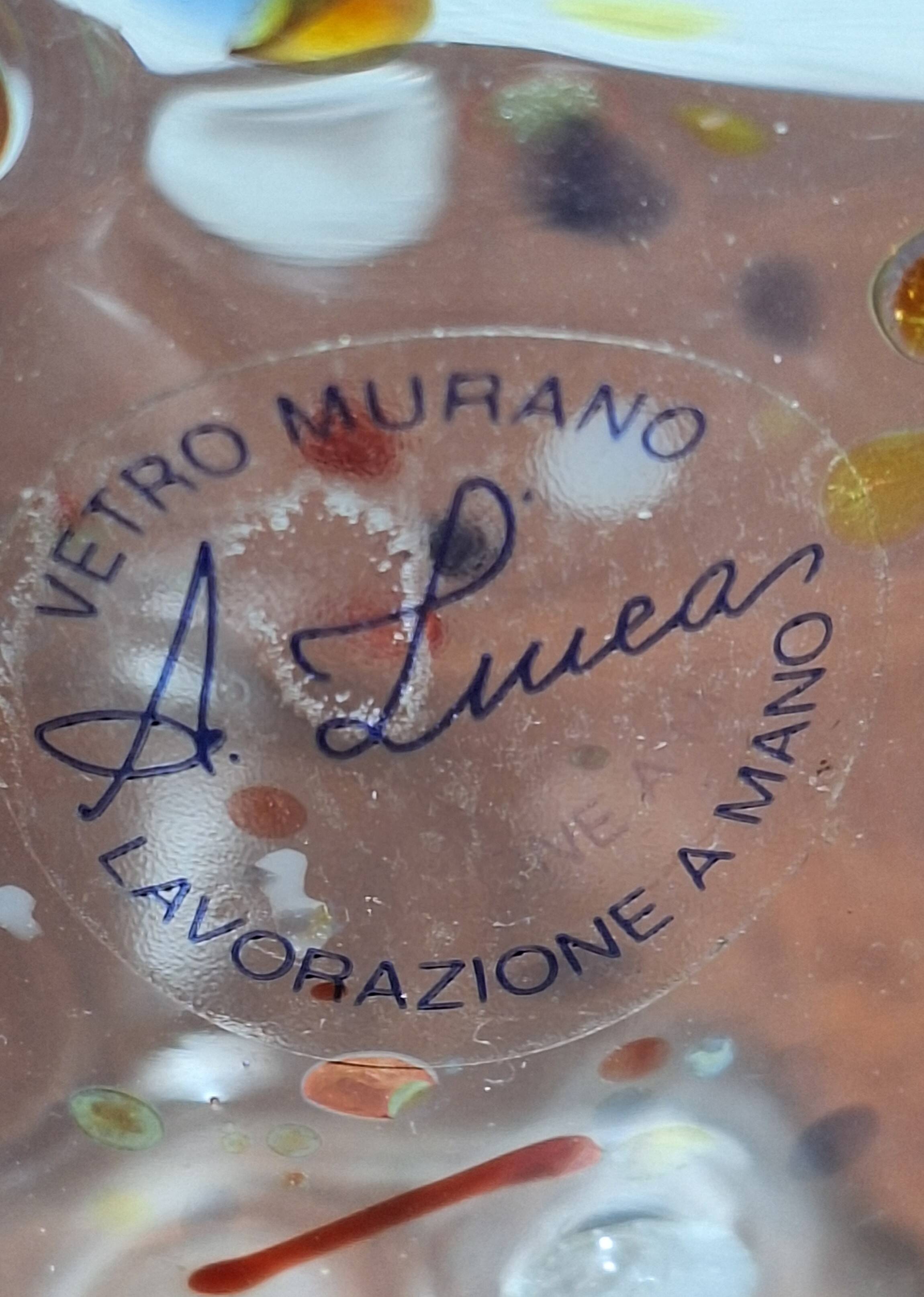 . Murano Glass Decanter with Two Glasses – Handblown Multicolor Millefiori