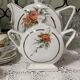 Old earthenware tea coffee set, HBCM Daisy -Teapot, 7 cups/sub-cups, sugar bowl