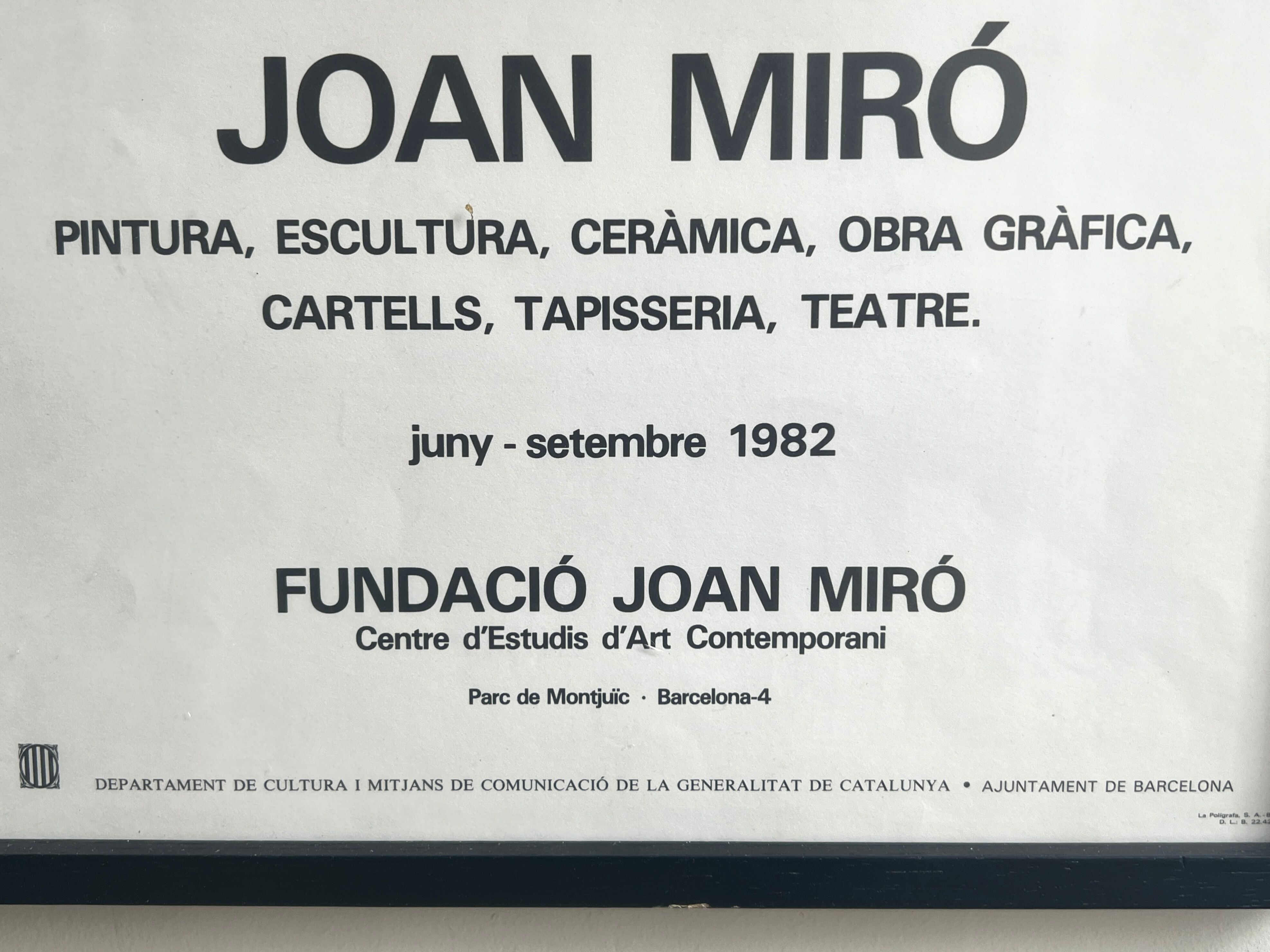 Affiche originale de fondation Miró Barcelone, Espagne 1982