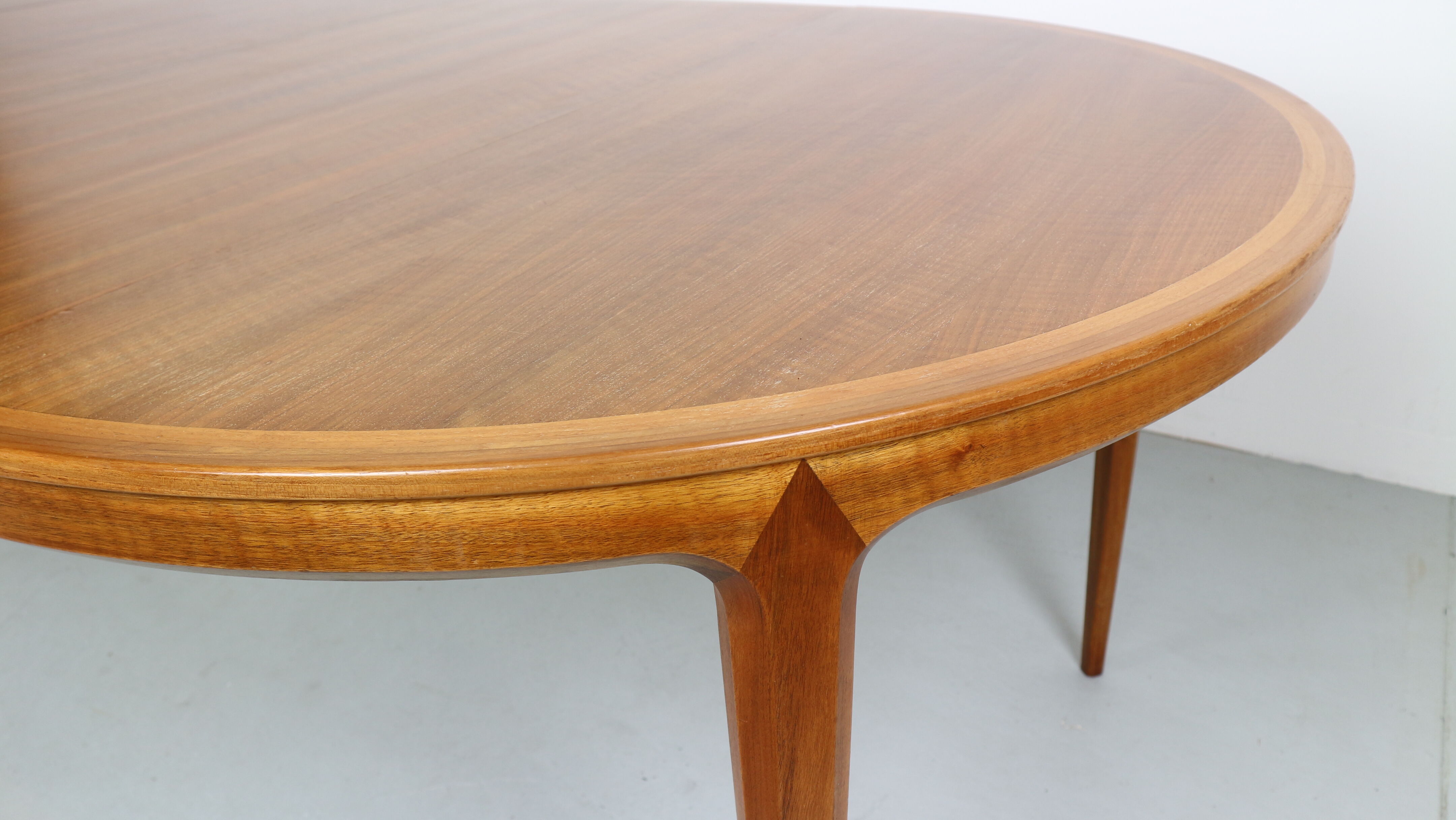 Swedish walnut dining table by B. Fridhagen for Bodafors, 1960s
