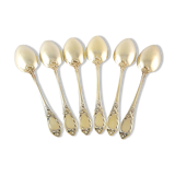 Set of 6 mocha spoons in solid silver vermeil, 19th century