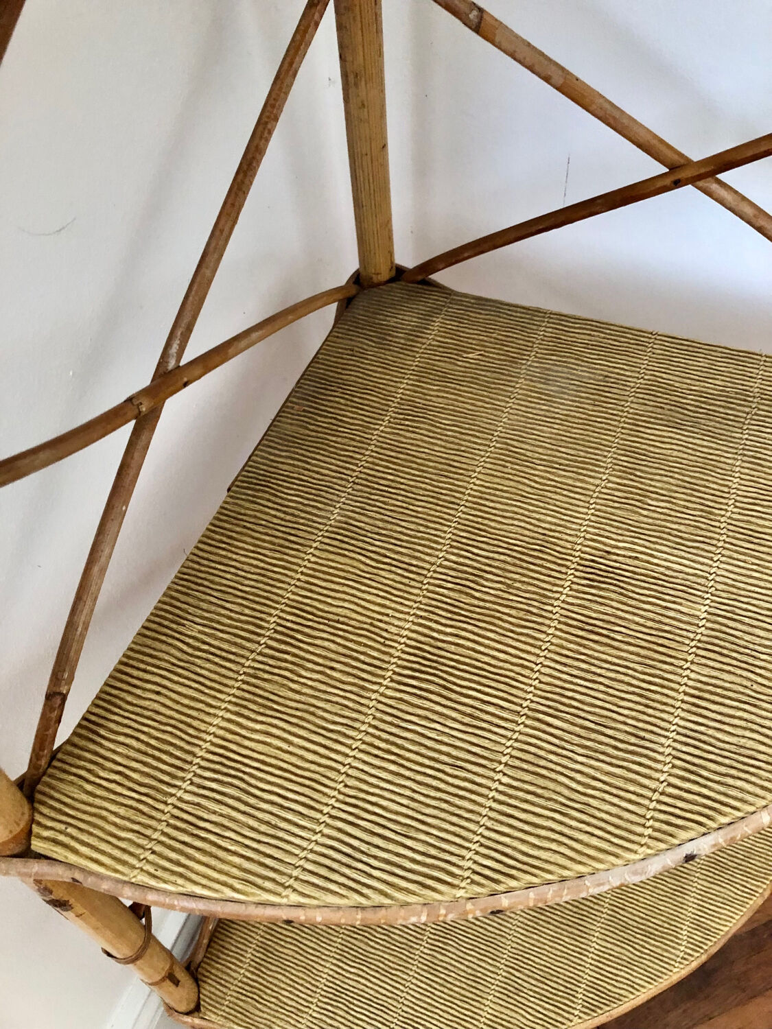 Rattan corner shelf