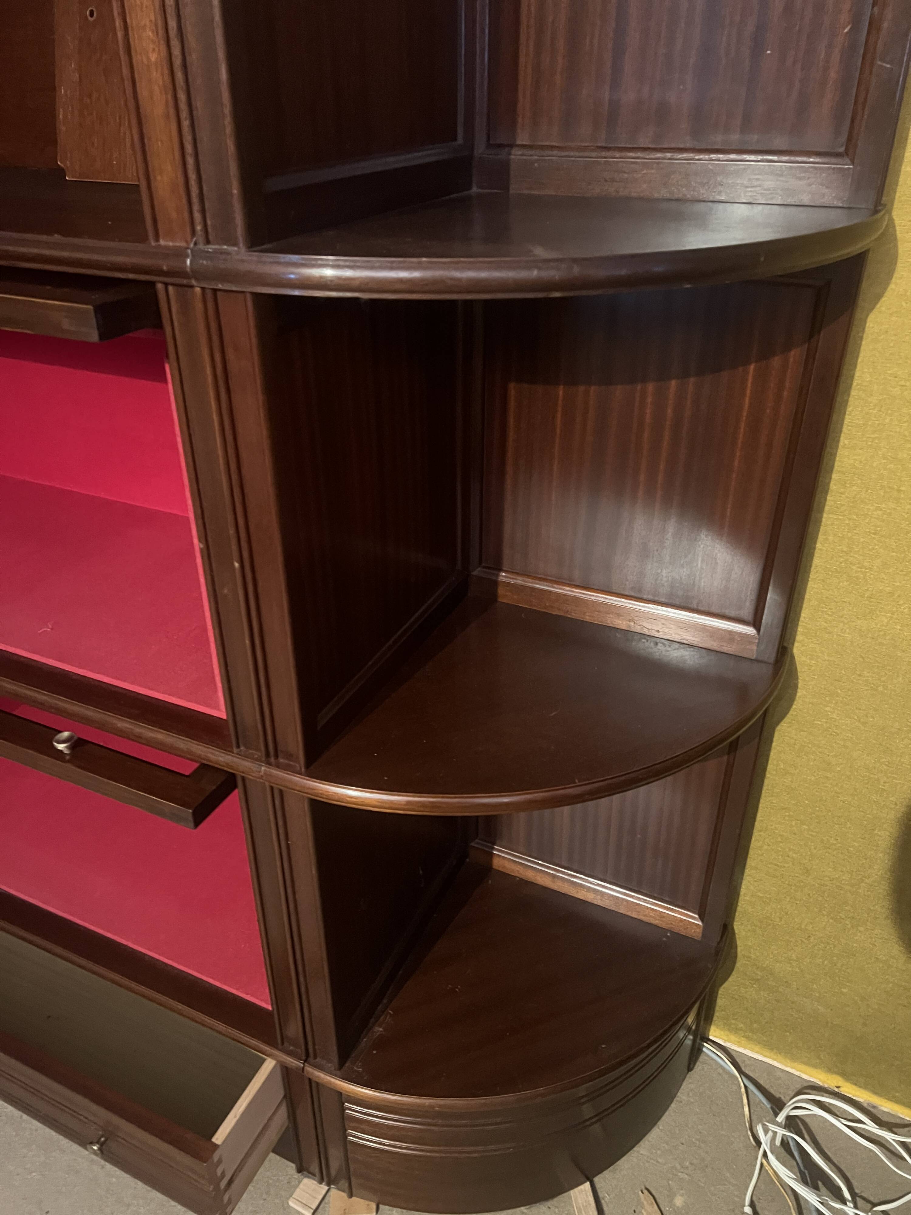 Modular display cabinet in mahogany