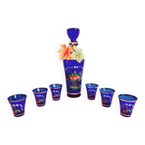 Service à liqueur en verre bleu made in italy