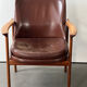 Leather and wood armchair by Ib Kofod Larsen