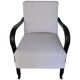 Ivory Art Deco armchair in fabric and dark wood, high back, 1920s-1930s.