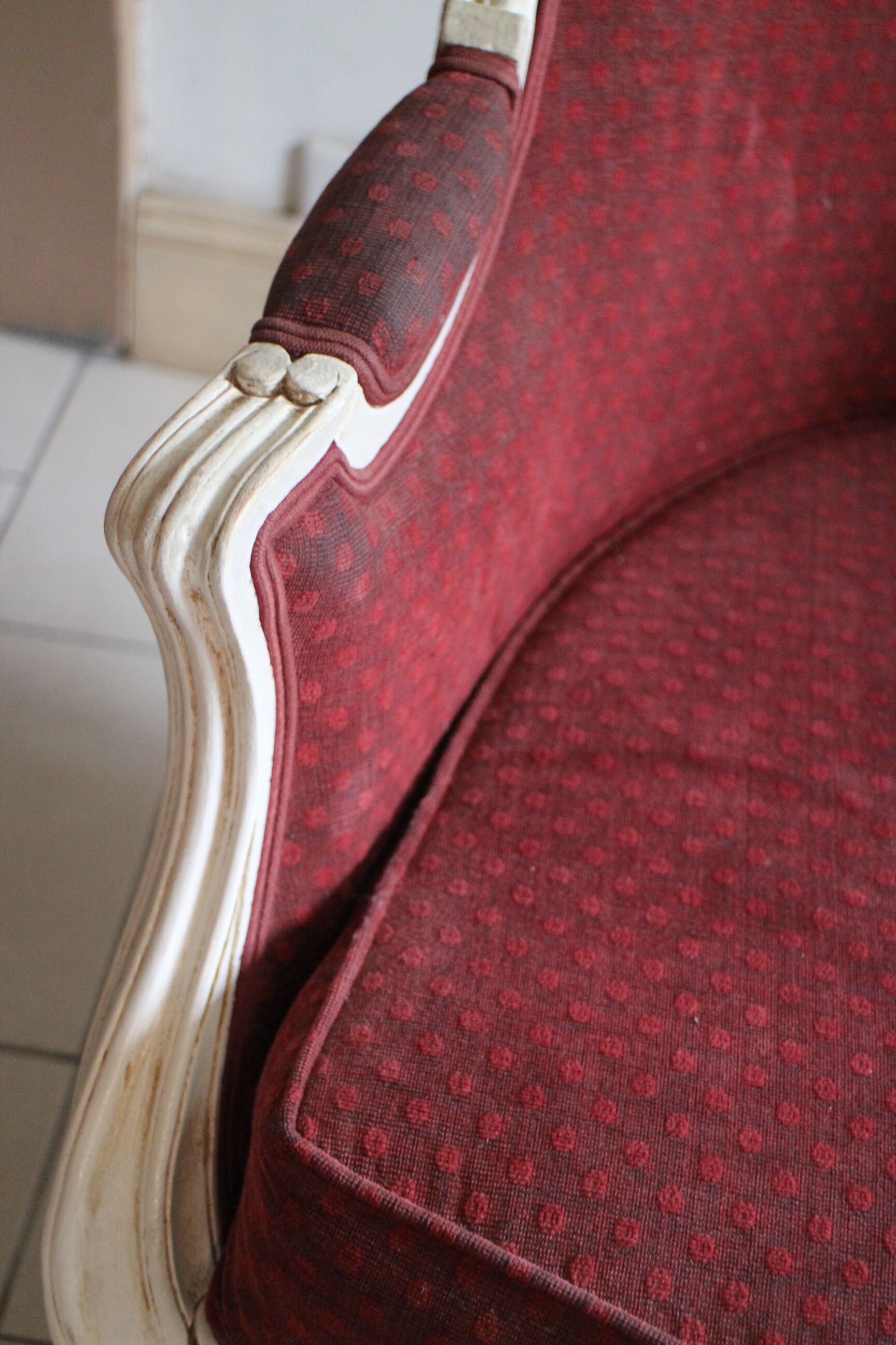 Louis XV style armchair patinated white