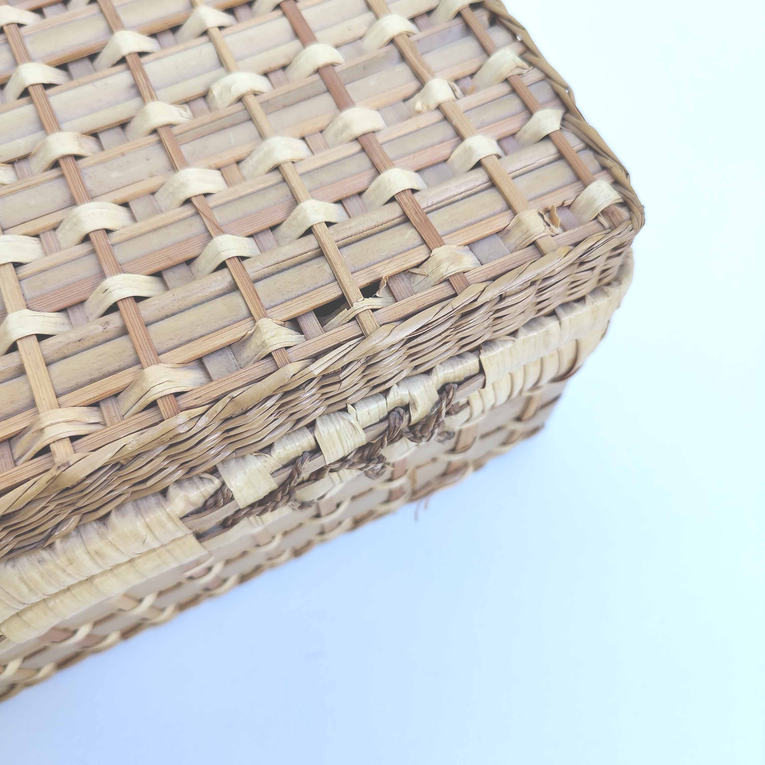Suitcase in rattan and woven wicker