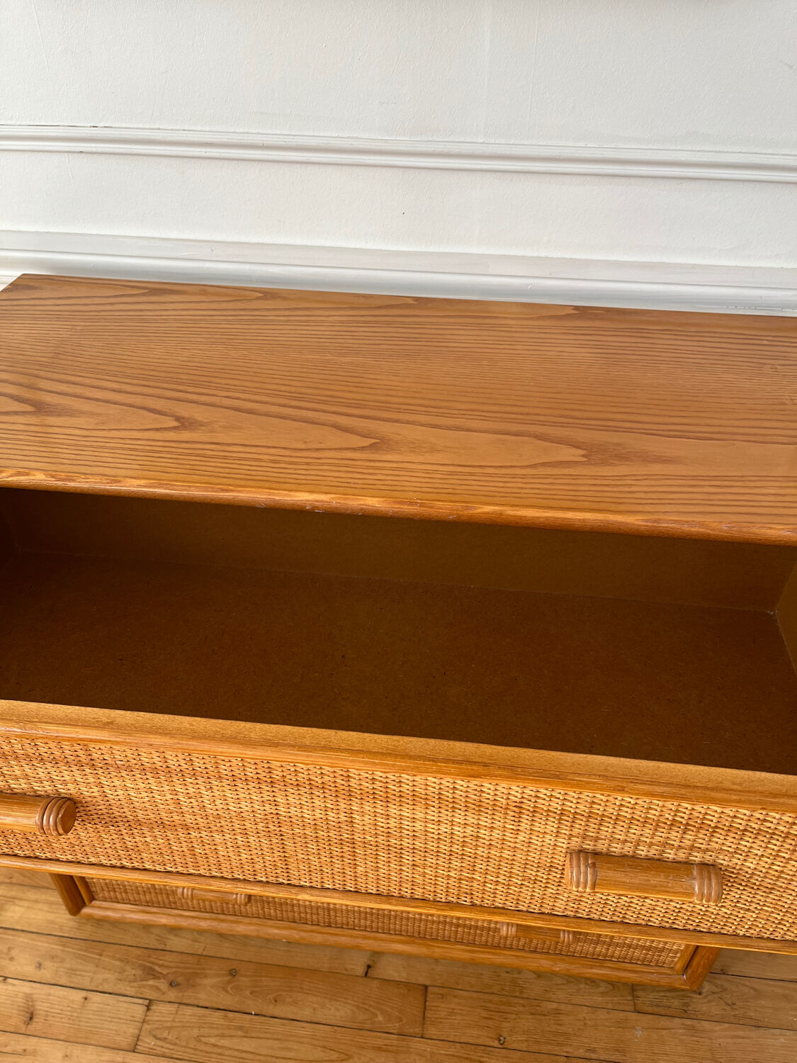 Vintage rattan chest of drawers