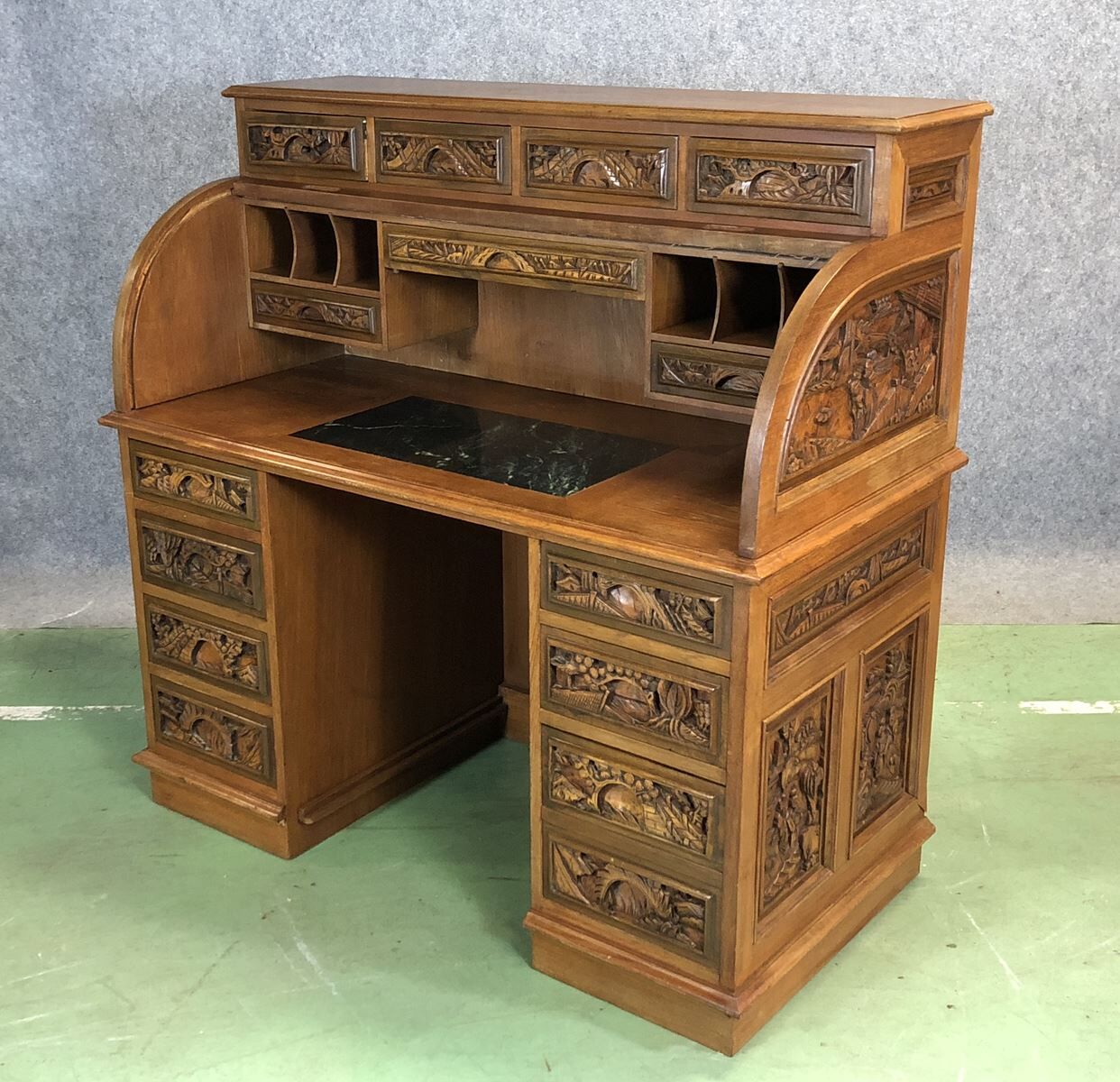 Bureau à cylindre d'inspiration asiatique années 70