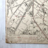 Old cardboard map of Paris - 19th Arrondissement