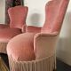 Paire de fauteuils crapaud rose poudré