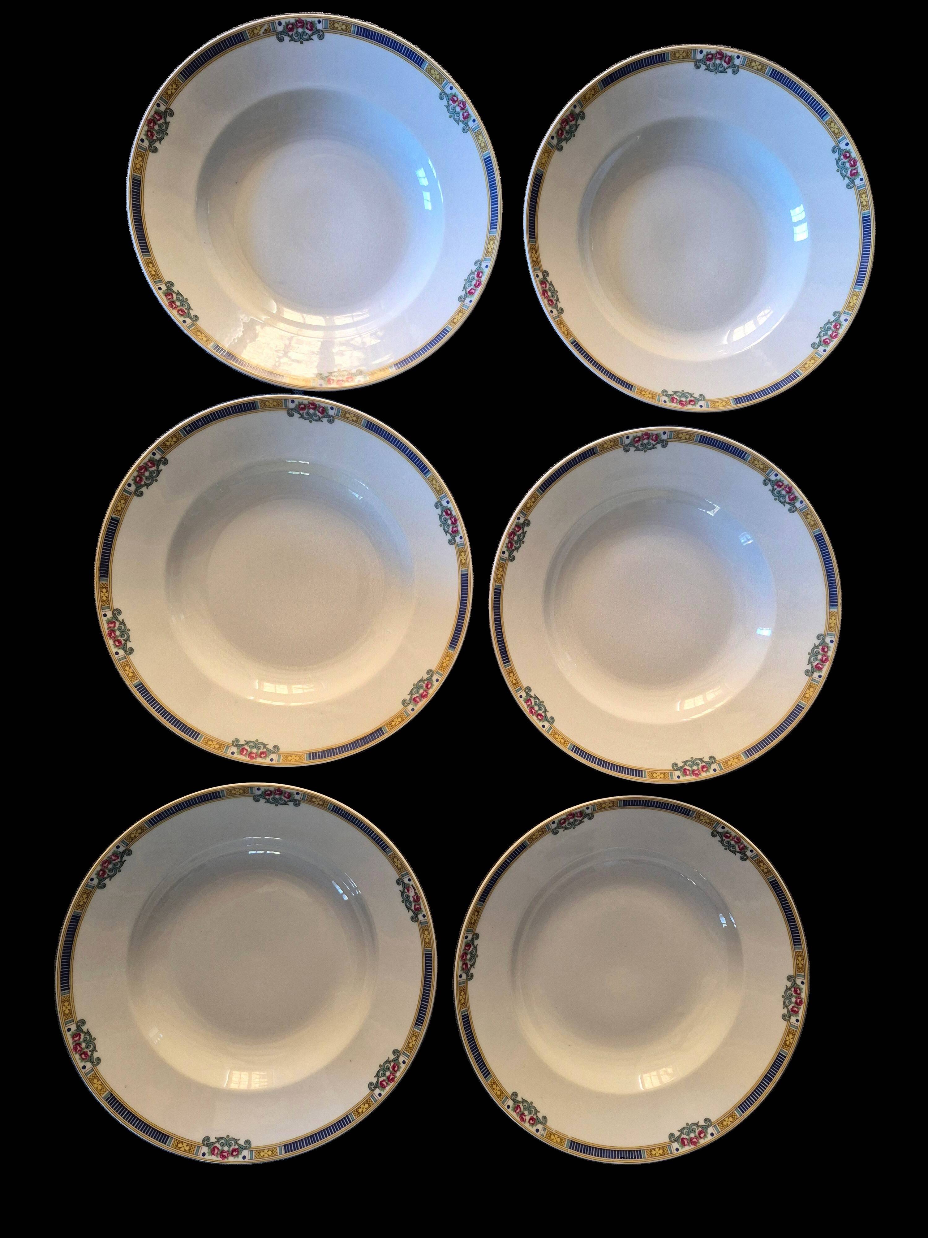 Set of 6 deep plates Bernardaud Limoges – Art Deco – A715