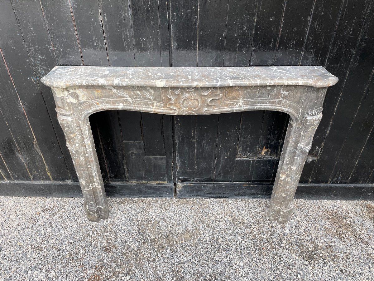 Fireplace louis xv in grey marble of the ardennes late eighteenth century