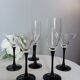 6 verres à pied noir brillant collection domino de Luminarc, vintage 1980