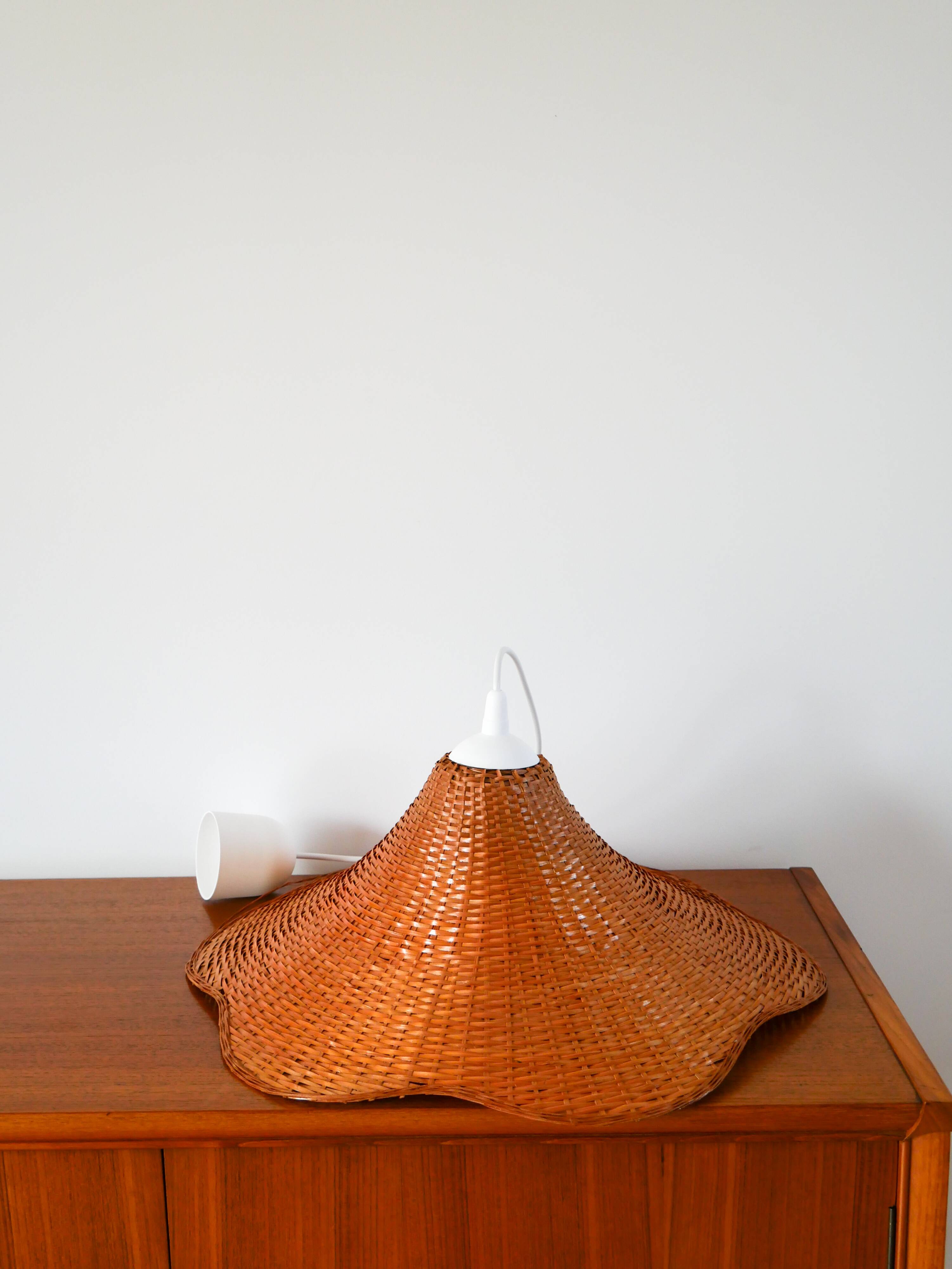 lotus suspension in dark beige Scandinavian rattan and bamboo 1970