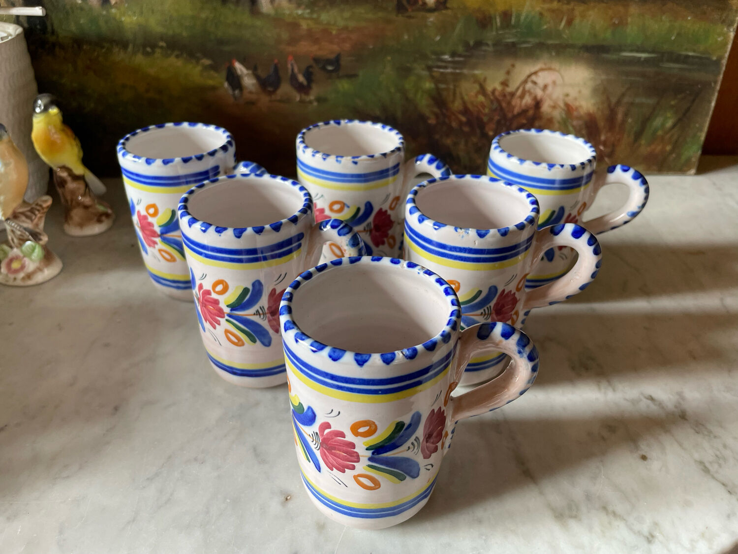 6 ceramic cups signed hc
