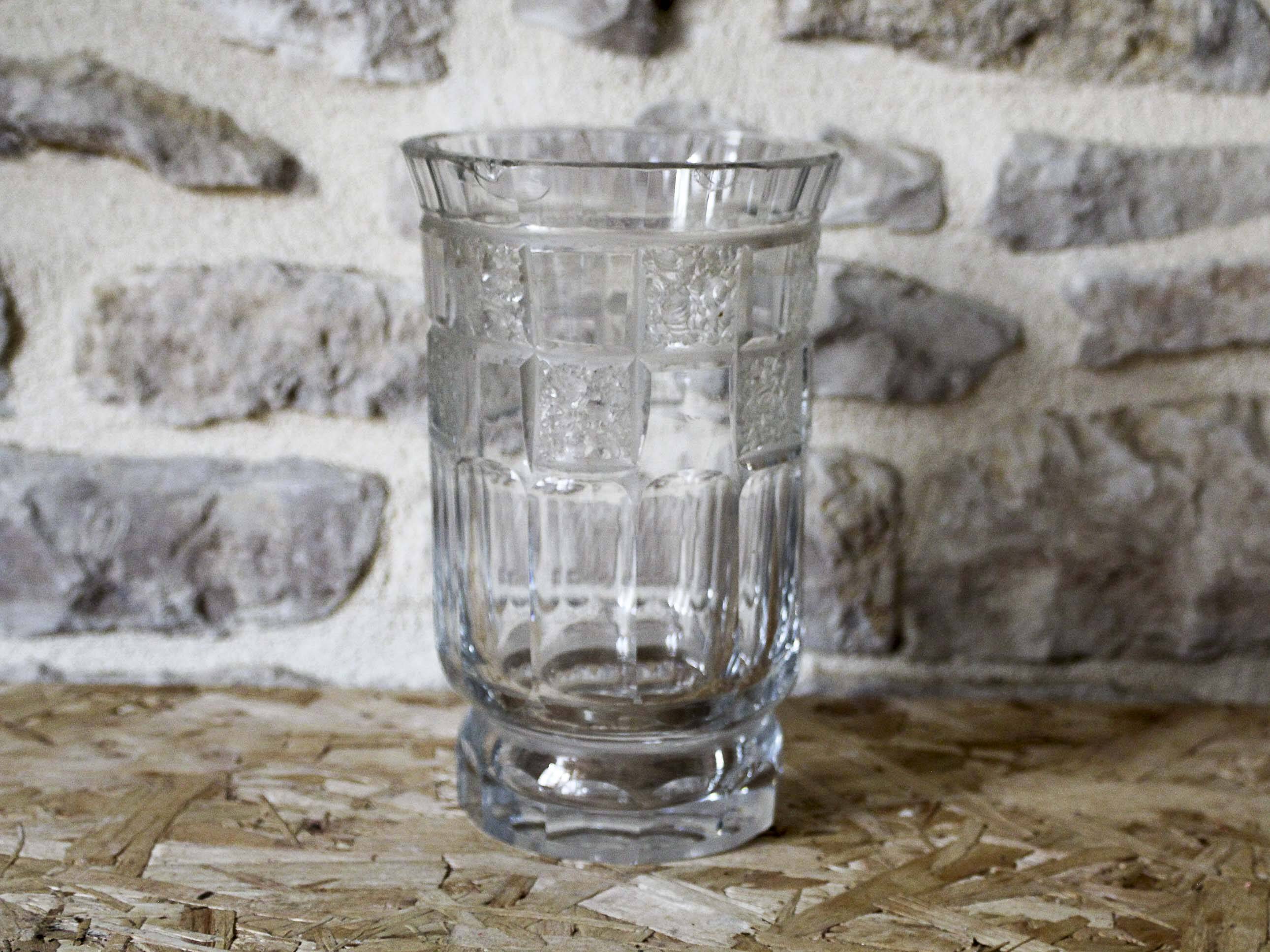 Cut crystal vase by A. Houillon (1885-1954)