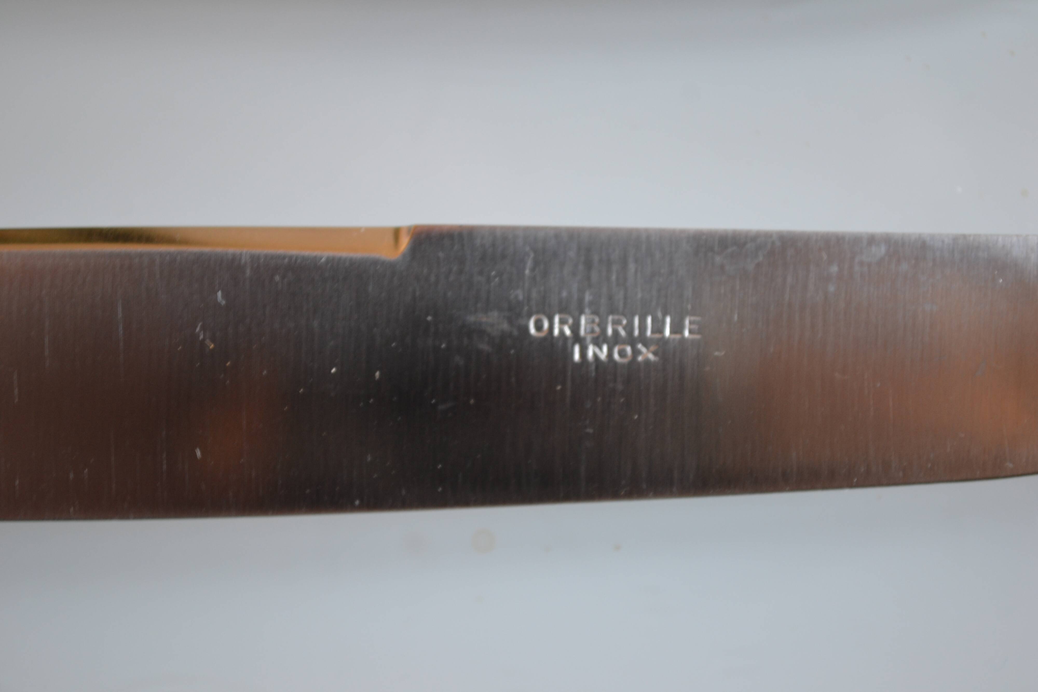 12 couteaux de table art déco métal argenté 25 cm monogramme AR