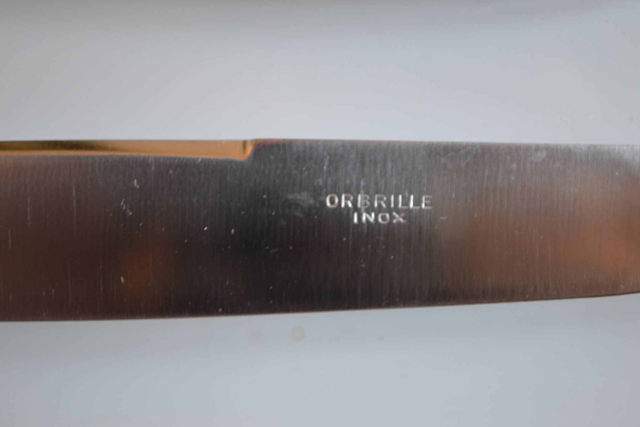 12 art deco table knives silver metal 25 cm monogram AR
