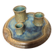 Service Pierrefonds, plateau et pot en céramique cristallisé bleu, 1930