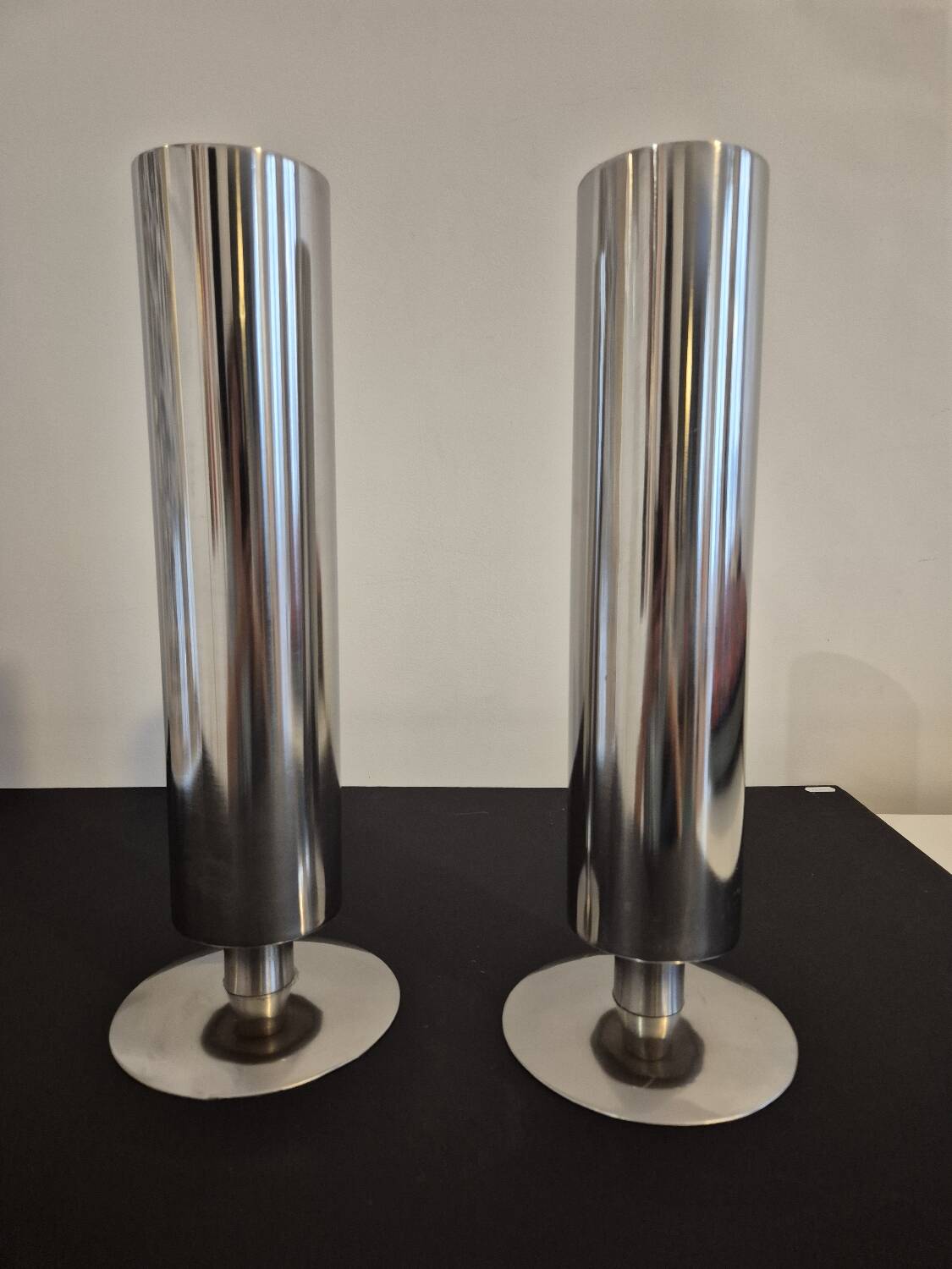 70s chrome metal vases