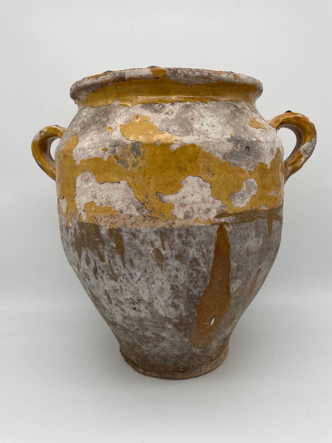 Old yellow glazed terracotta confit pot 19th century France