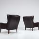 Pair of Durlet lounge chairs brown leather Belgium 1960