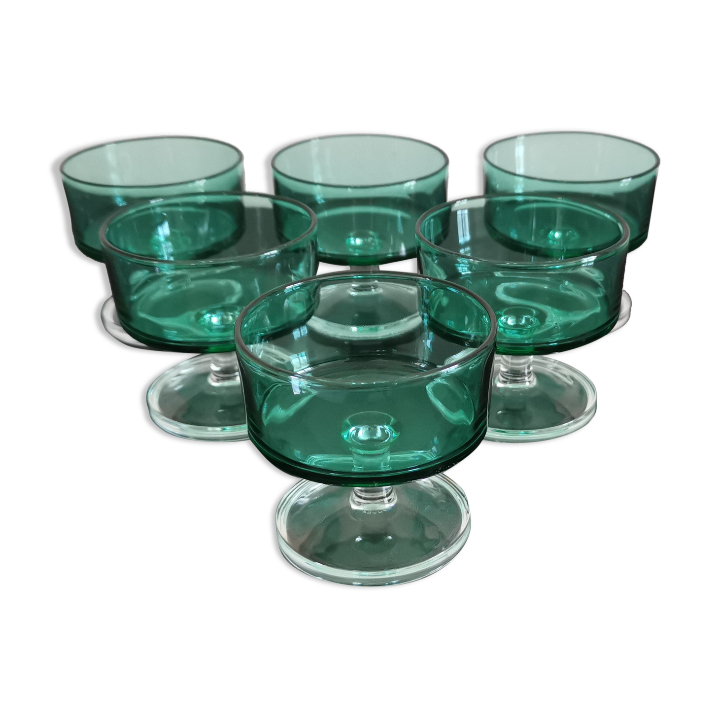 Set of 6 glasses of champagne Cavalier Luminarc vintage emerald green