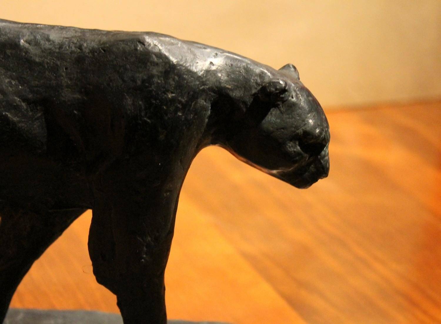 Art Deco Inspired Black Patinated Bronze Leopard Sculpture, 2020