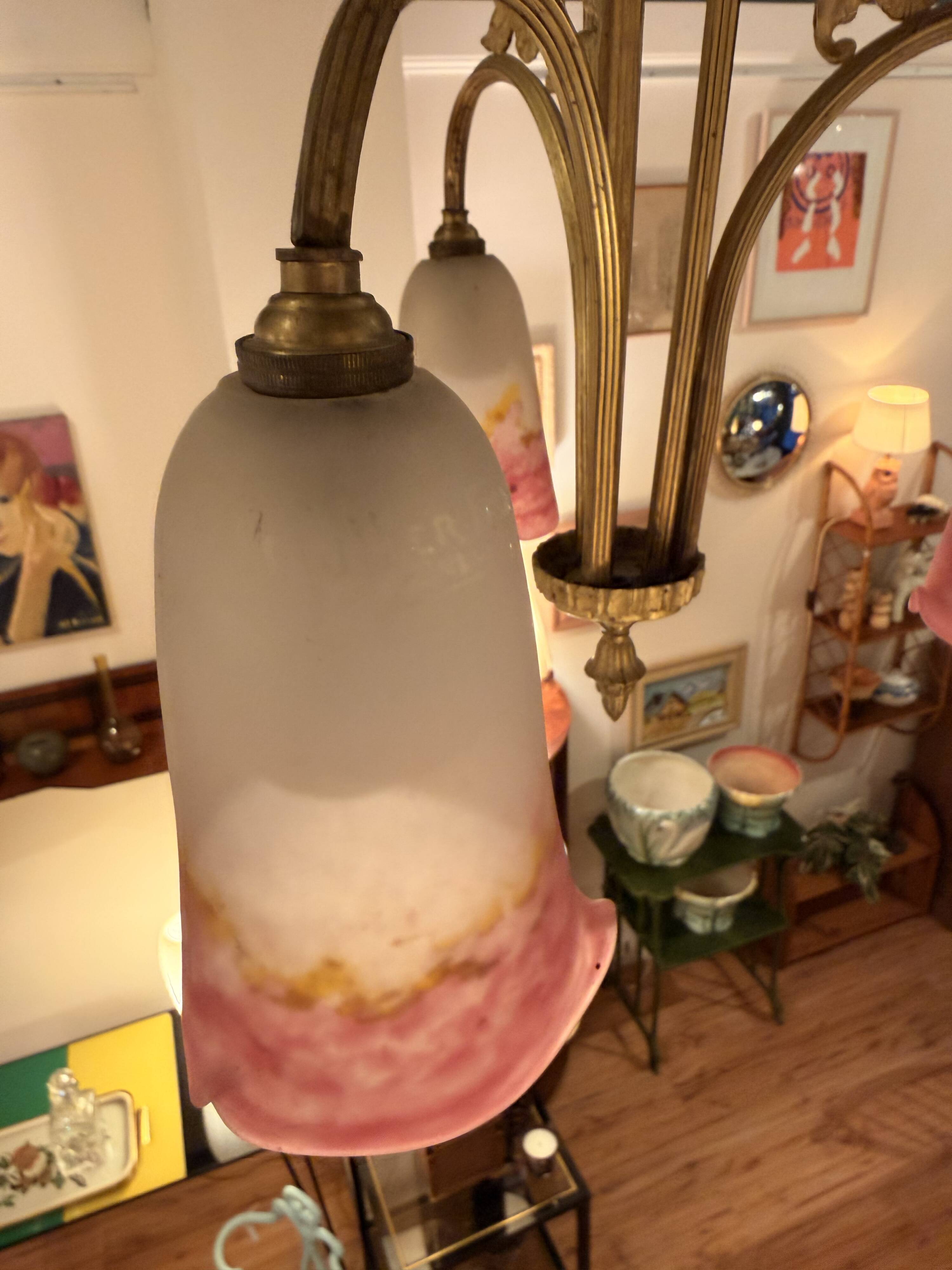 Gilded bronze lustre and glass paste – Müller Frères, Lunéville, circa 192.