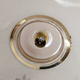 Suspension in pink and gold granite glass, portable lamp